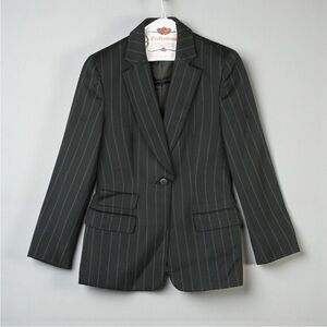 VTG Giorgio Armani A Milano-Bobgonuovo 21 Blazer Jacket Women 40 Black Striped